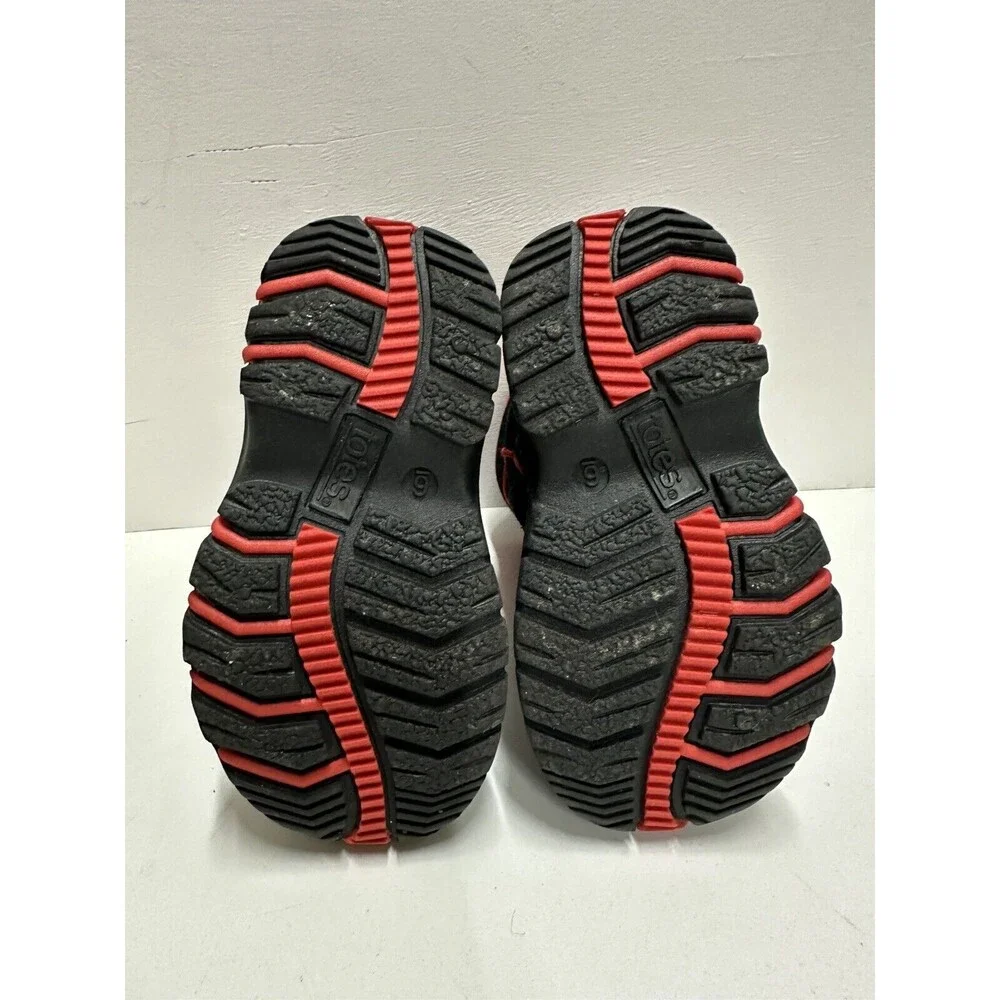 Totes toddler size 6M waterproof insulated black red snow suede & man made boots